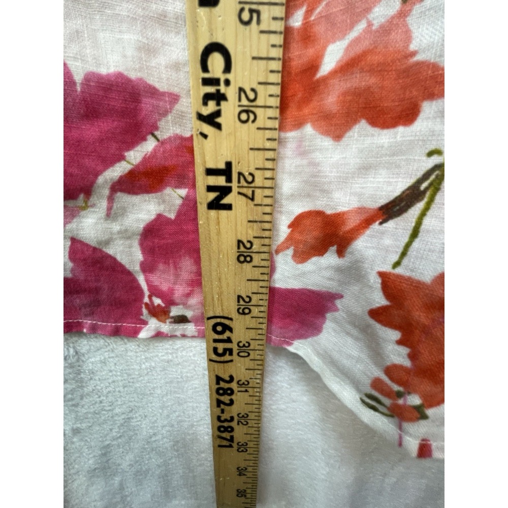 Jones New York Sport Linen Shirt M Floral Button Front 3/4 Sleeve Boho Cottage - Picture 6 of 10